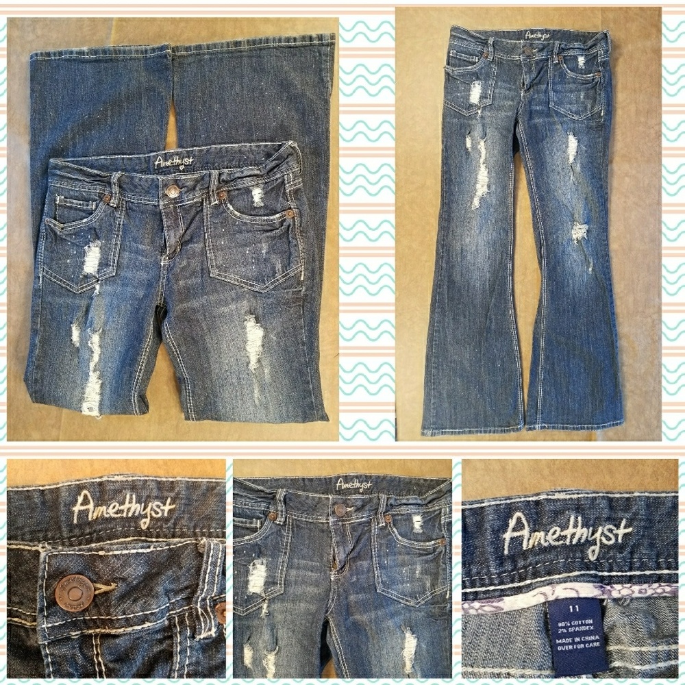 Amethyst Distressed Blue Jeans